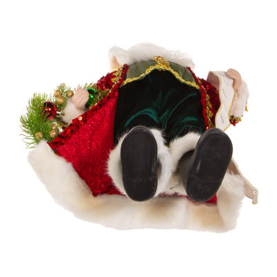 Kurt Adler 18-Inch Fabric And Resin With Wreath Santa Figurine