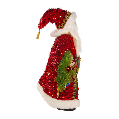 Kurt Adler 18-Inch Fabric And Resin With Wreath Santa Figurine