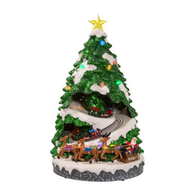 Kurt Adler 15.7-Inch Battery Operated Musical With Moving Train Lighted Christmas Tabletop Decor