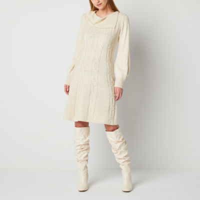 Robbie Bee Long Sleeve Cable Knit Sweater Dress