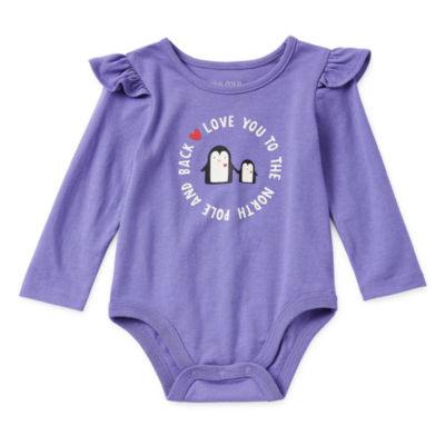 Okie Dokie Baby Girls Round Neck Long Sleeve Bodysuit JCPenney