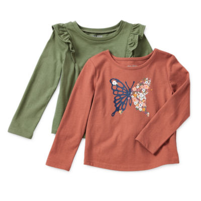 Thereabouts Little & Big Girls 2-pc. Round Neck Long Sleeve T-Shirt