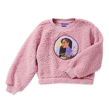 Disney Collection Little & Big Girls Crew Neck Long Sleeve Wish