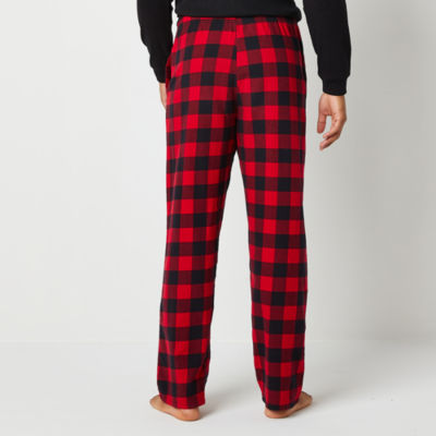 St. John's Bay Mens Long Sleeve 2-pc. Pant Flannel Pajama Set, Color:  Redwhite Plaid Mix - JCPenney