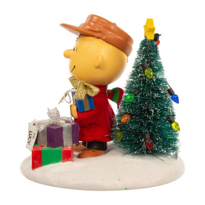Kurt Adler 4.5-Inch Fabric Mache Charlie Brown With Tree Peanuts Christmas Tabletop Decor