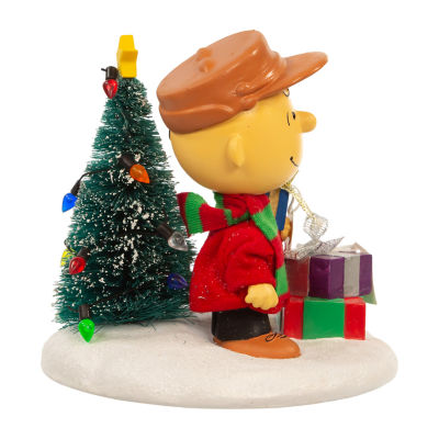 Kurt Adler 4.5-Inch Fabric Mache Charlie Brown With Tree Peanuts Christmas Tabletop Decor