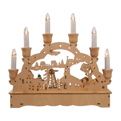 Kurt Adler 10.25-Inch Wooden Led Motion Lighted Plays Music Christmas Village