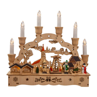 Kurt Adler 10.25-Inch Wooden Led Motion Lighted Plays Music Christmas Village