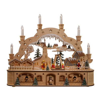 Kurt Adler 14.17-Inch Wooden Lighted Plays Music Christmas Village