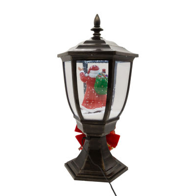 Kurt Adler 21-Inch Illuminated Lamp Post With Snow Accent Lighted Christmas Tabletop Decor