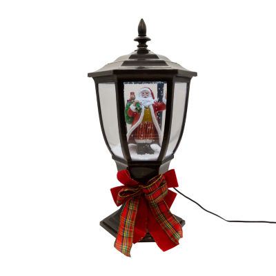 Kurt Adler 21-Inch Illuminated Lamp Post With Snow Accent Lighted Christmas Tabletop Decor