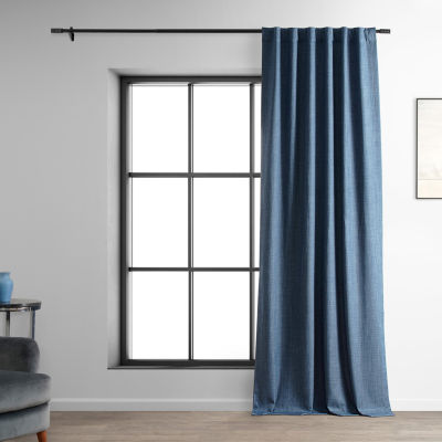 Exclusive Fabrics & Furnishing Performance Linen Hotel Rod Pocket Back Tab 100% Blackout Single Curtain Panels