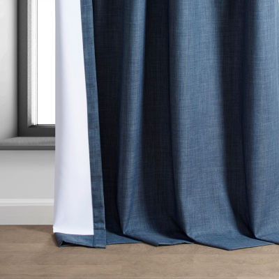 Exclusive Fabrics & Furnishing Performance Linen Hotel Rod Pocket Back Tab 100% Blackout Single Curtain Panels