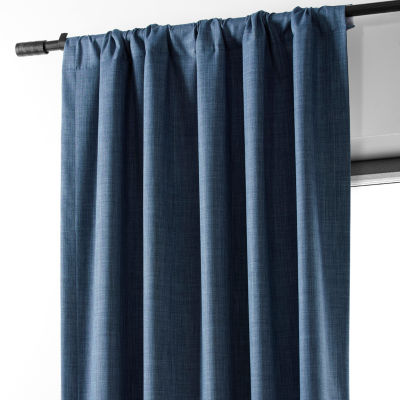 Exclusive Fabrics & Furnishing Performance Linen Hotel 100% Blackout Rod Pocket Back Tab Single Curtain Panel