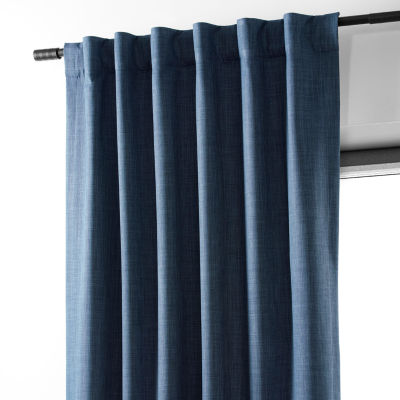 Exclusive Fabrics & Furnishing Performance Linen Hotel Rod Pocket Back Tab 100% Blackout Single Curtain Panels