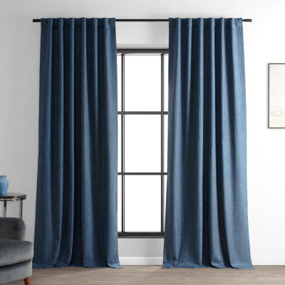 Exclusive Fabrics & Furnishing Performance Linen Hotel Rod Pocket Back Tab 100% Blackout Single Curtain Panels