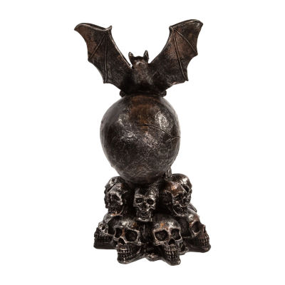 Kurt Adler 11.5 Inch Battery-Operated Bat On Skull Halloween Tabletop Decor