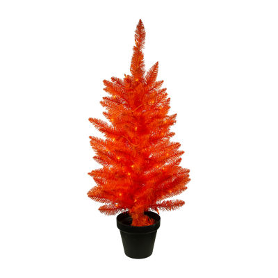 Kurt Adler  Pre-Lit Orange 3 Foot Potted Christmas Tree