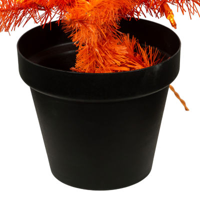 Kurt Adler  Pre-Lit Orange 3 Foot Potted Christmas Tree