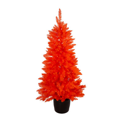 Kurt Adler  Orange Potted 4 1/2 Foot Pre-Lit Christmas Tree