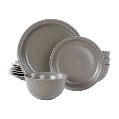 Gibson Stoneware Dinnerware Set 975119715M, Color: Gray