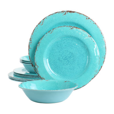 Gibson Dinnerware Set 12pc. Melamine Dinnerware Set 975120105M, Color