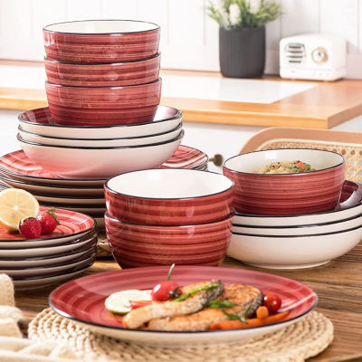 Elama 24-pc. Stoneware Dinnerware Set