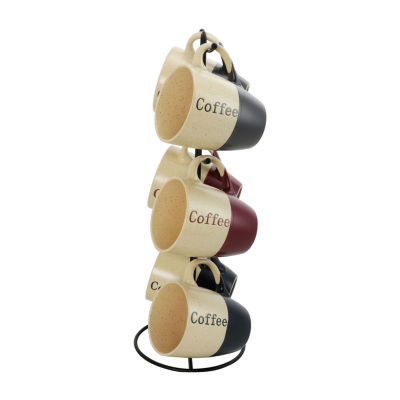 Elama Coffee House 6-pc. Stoneware Mug Set with Stand