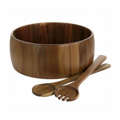 Gibson Laurel Acacia Wood Salad Bowl Combo - Set of 3 (Brown