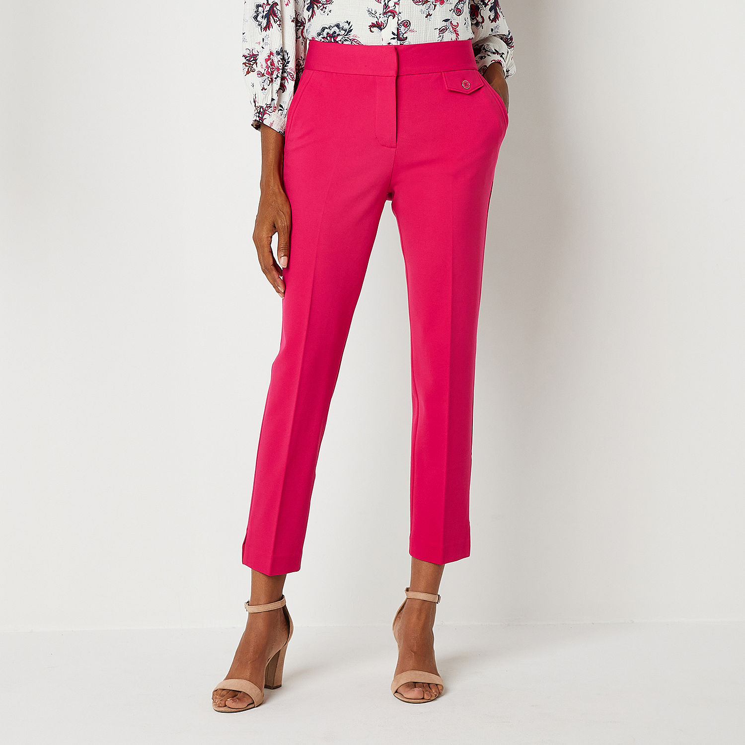 Liz Claiborne Womens Straight Fit Ankle Pant, Color: Jazzy Rose - JCPenney