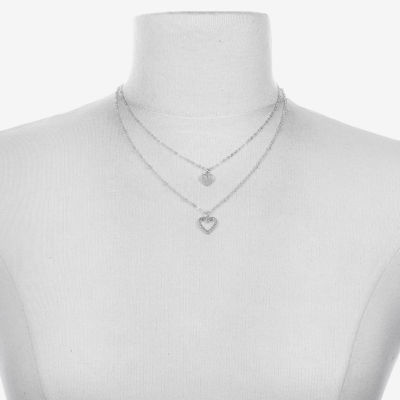 Bijoux Bar Delicates Silver Tone Womens Glass 16 Inch Strand Necklace