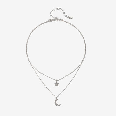 Bijoux Bar Delicates Silver Tone Womens Glass 16 Inch Strand Necklace