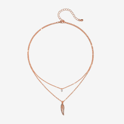 Bijoux Bar Delicates Delicates Rose Tone Glass 16 Inch Link Wing Strand Necklace