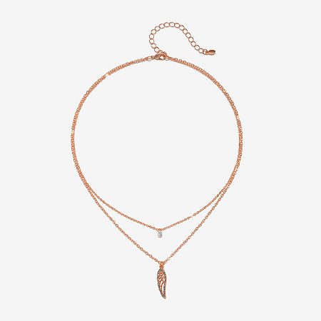 Bijoux Bar Delicates Rose Tone Womens Glass 16 Inch Strand Necklace, One Size, Pink