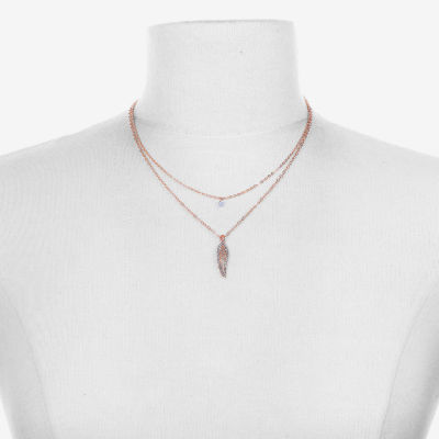 Bijoux Bar Delicates Delicates Rose Tone Glass 16 Inch Link Wing Strand Necklace