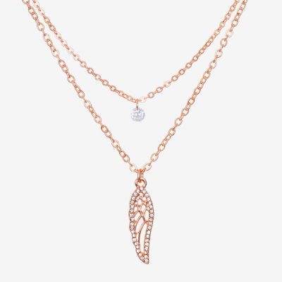 Bijoux Bar Delicates Delicates Rose Tone Glass 16 Inch Link Wing Strand Necklace