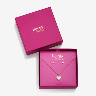 Bijoux Bar Delicates Rose Tone Womens Heart 2-pc. Jewelry Set