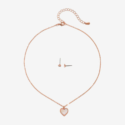 Bijoux Bar Delicates Rose Tone 2-pc. Heart Jewelry Set