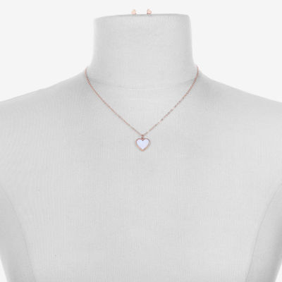 Bijoux Bar Delicates Rose Tone 2-pc. Heart Jewelry Set