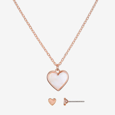 Bijoux Bar Delicates Rose Tone 2-pc. Heart Jewelry Set