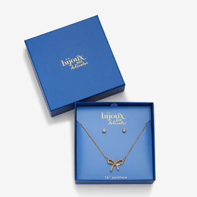 Bijoux Bar Delicates Gold Tone Womens Glass Bow 2-pc. Jewelry Set