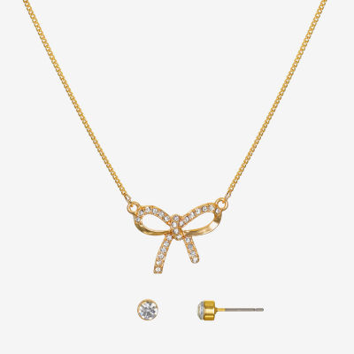 Bijoux Bar Delicates Gold Tone Womens Glass Bow 2-pc. Jewelry Set