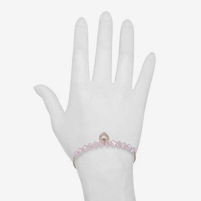 Bijoux Bar Delicates Rose Tone Womens Glass Heart Bolo Bracelet