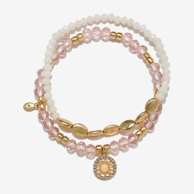 Bijoux Bar Delicates Gold Tone Womens 2-pc. Glass Bracelet Set