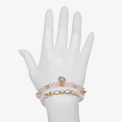 Bijoux Bar Delicates Gold Tone 2-pc. Glass Star Bracelet Set