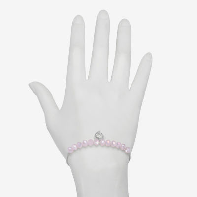 Bijoux Bar Delicates Silver Tone Womens Glass Heart Bolo Bracelet