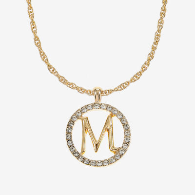 Monet Jewelry Initial Pendant Necklace And Stud Earring Womens Glass Round 2-pc. Jewelry Set