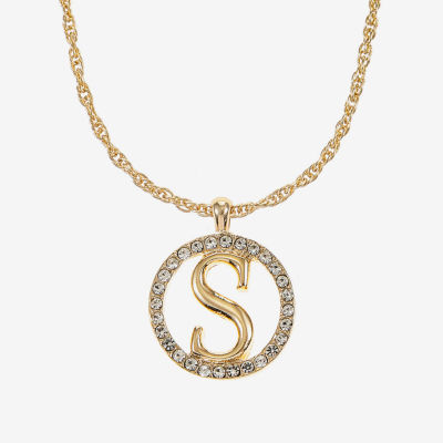 Monet Jewelry Initial Pendant Necklace And Stud Earring Glass Gold Tone Round 2-pc. Jewelry Set