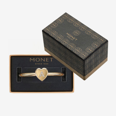 Monet Jewelry Initial Womens Glass Heart Stretch Bracelet