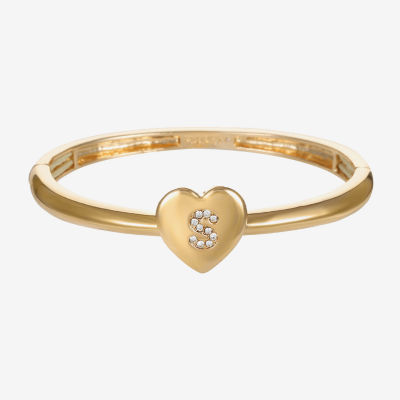 Monet Jewelry Initial Womens Glass Heart Stretch Bracelet
